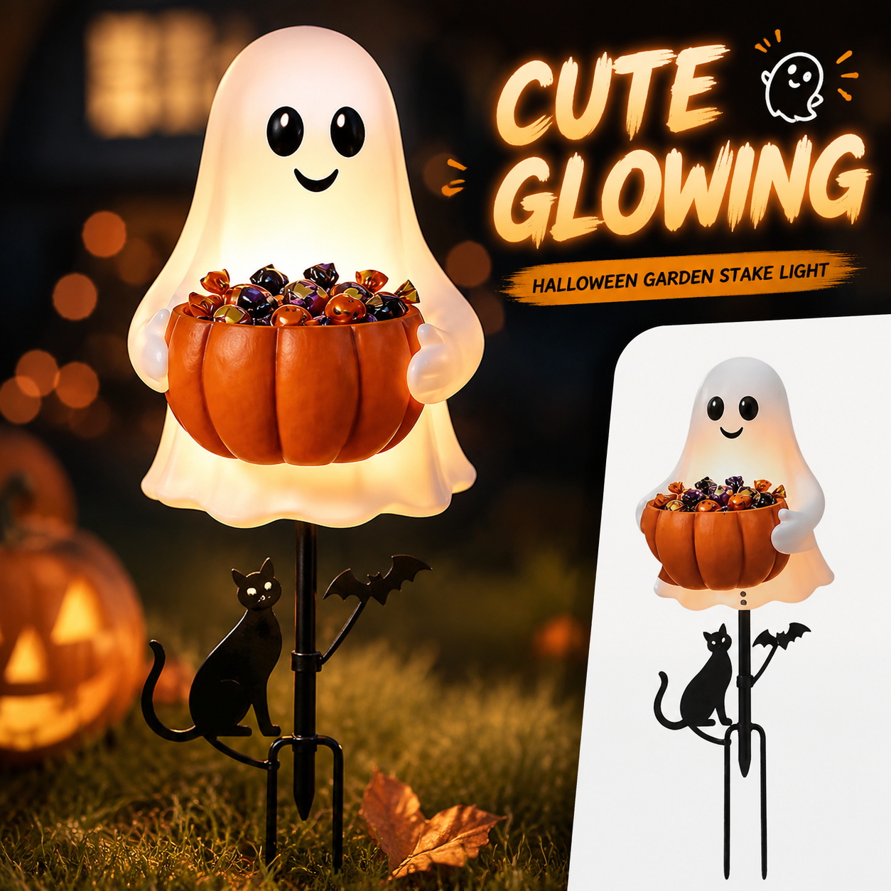 Halloween Pumpkin Decor Led - 할로윈 유령 사탕 홀더 장식 조명