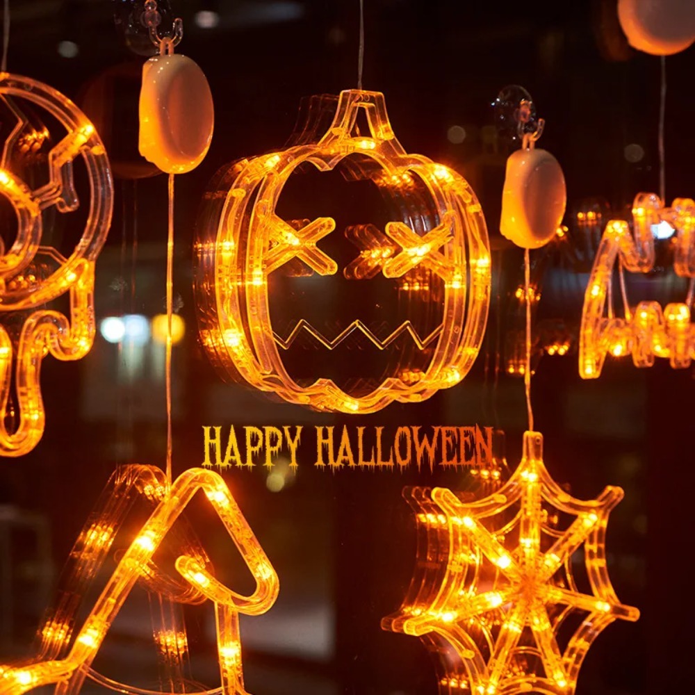 Halloween Pumpkin Decor Led - 할로윈 LED 스트링 라이트 호박 거미줄