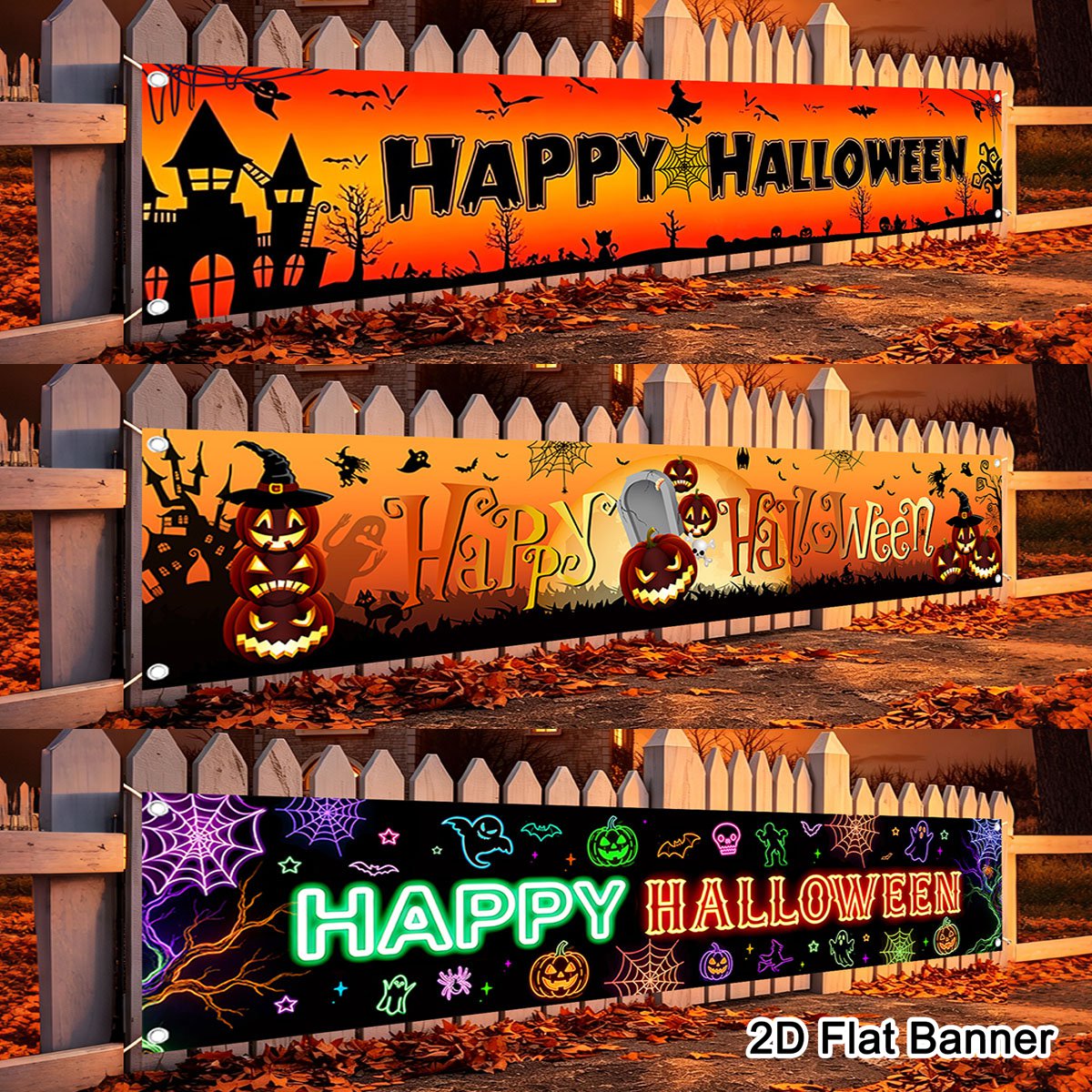 Pumpkin Lantern Halloween - 1pc 해피 할로윈 배너 잭오랜턴 호박