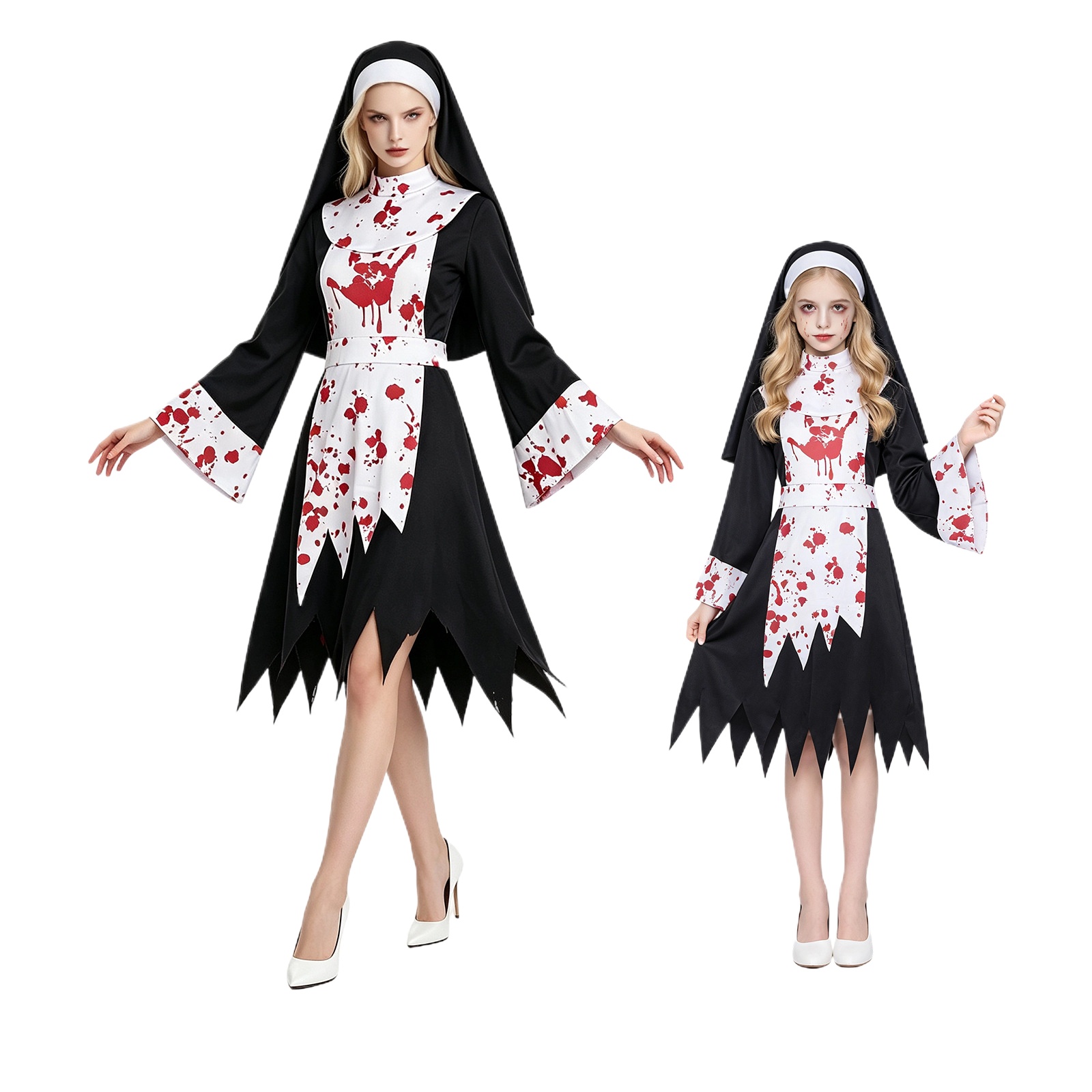 Halloween Costume Kids - 여성 어린이 할로윈 무서운 어두운 수녀