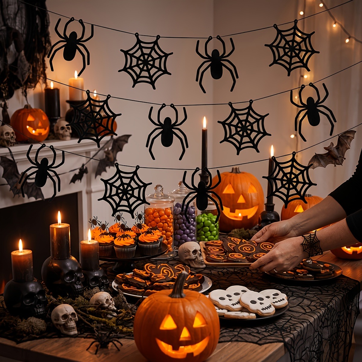 할로윈 거미줄 배너 가랜드 2세트, 할로윈 파티 가정용 - Spider Web Halloween Decoration 리뷰 및 가격