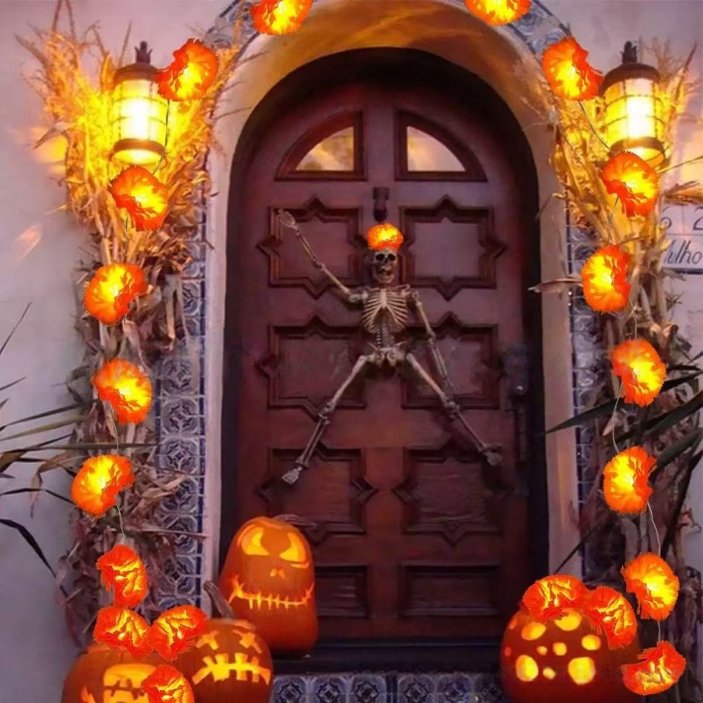 메리골드 꽃 LED 스트링 조명 할로윈 멕시코 축제 파 - Halloween Led String Lights Orange 리뷰 및 가격
