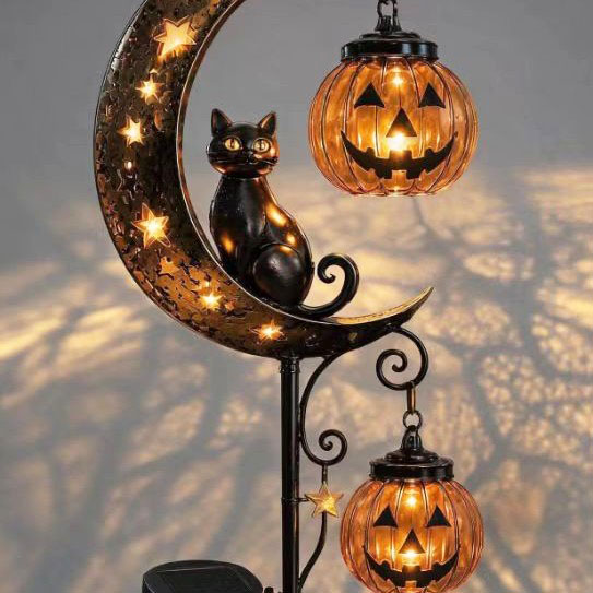 할로윈 검은 고양이 & 호박 달 모양 정원 장식 조명, - Pumpkin Lantern Halloween 리뷰 및 가격