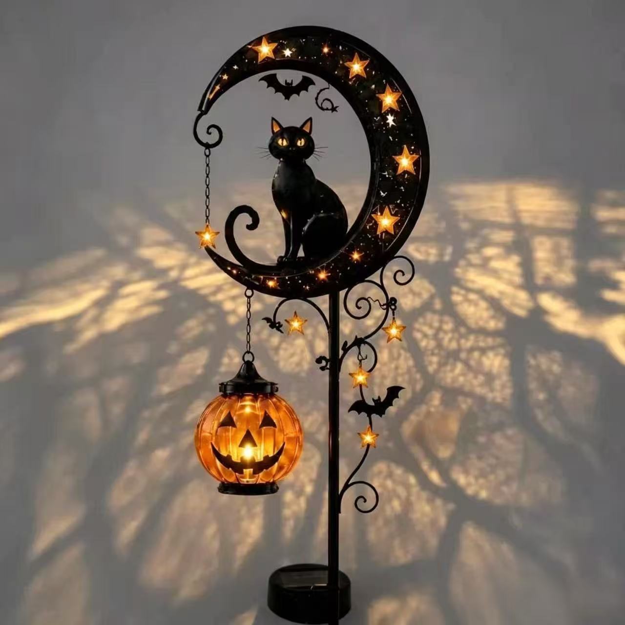할로윈 검은 고양이 & 호박 달 모양 정원 장식 조명, - Pumpkin Lantern Halloween 리뷰 및 가격