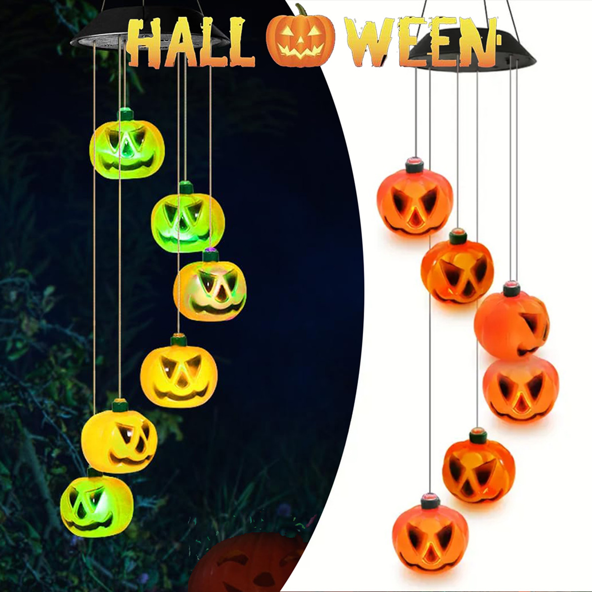태양열로 작동하는 할로윈 호박 바람 종소리 장식, 화려 - Halloween Pumpkin Decor Led 리뷰 및 가격
