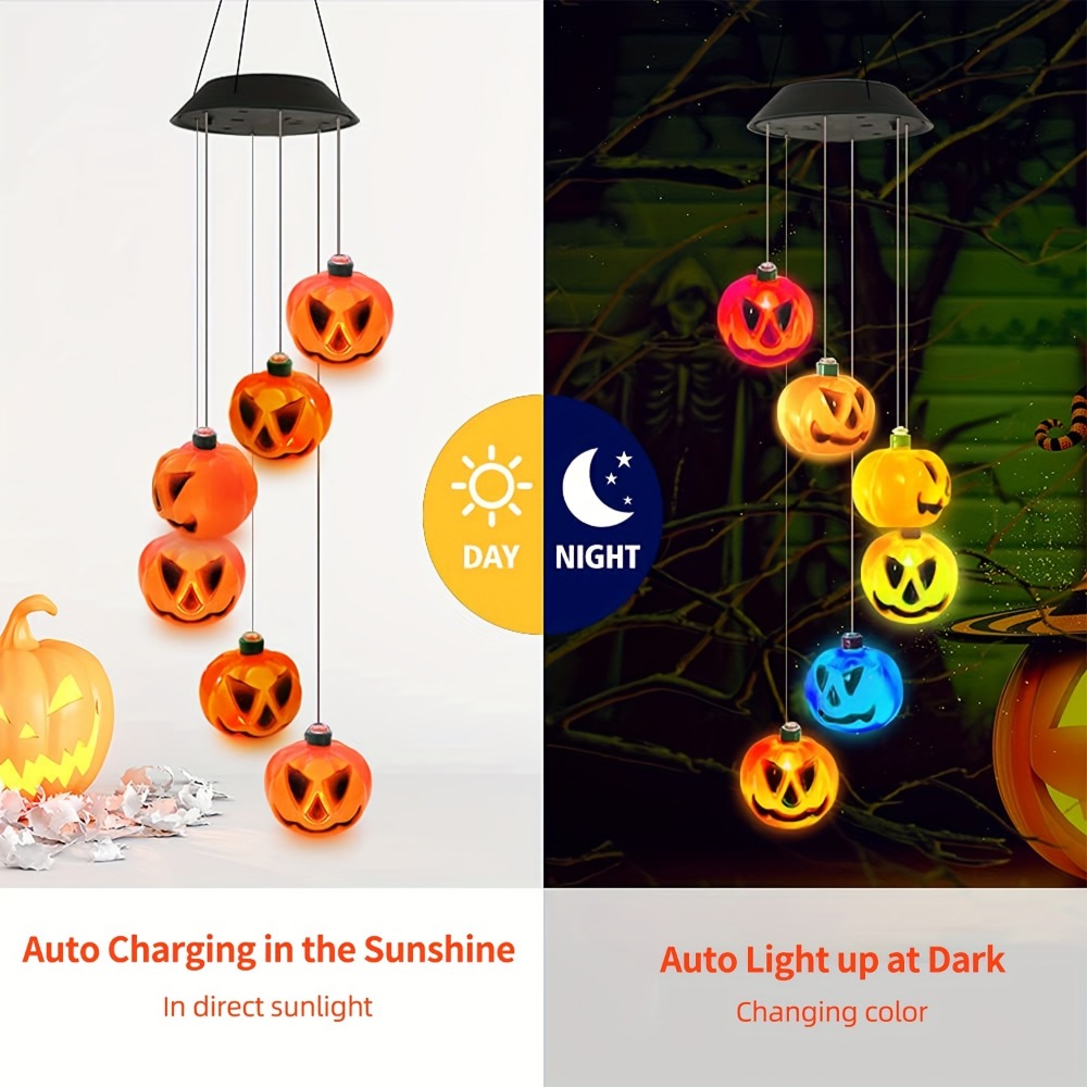 태양열로 작동하는 할로윈 호박 바람 종소리 장식, 화려 - Halloween Pumpkin Decor Led 리뷰 및 가격