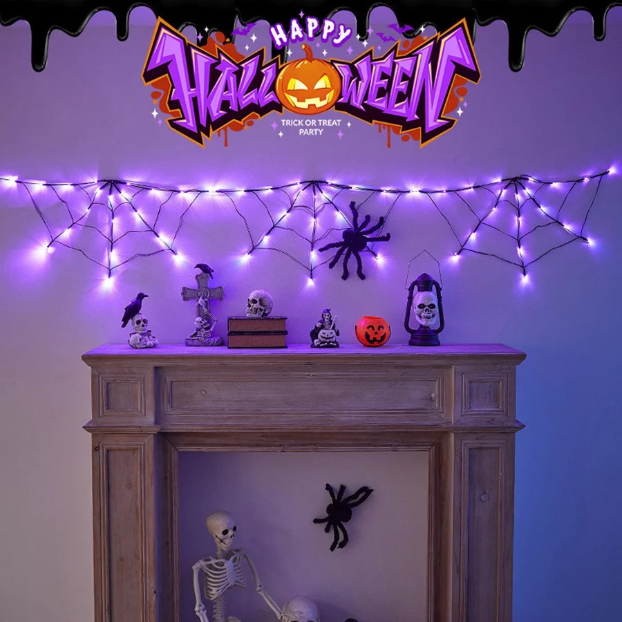 할로윈 거미줄 스트링 조명 1.8M 60 LED 보라색 - Halloween Led String Lights Orange 리뷰 및 가격