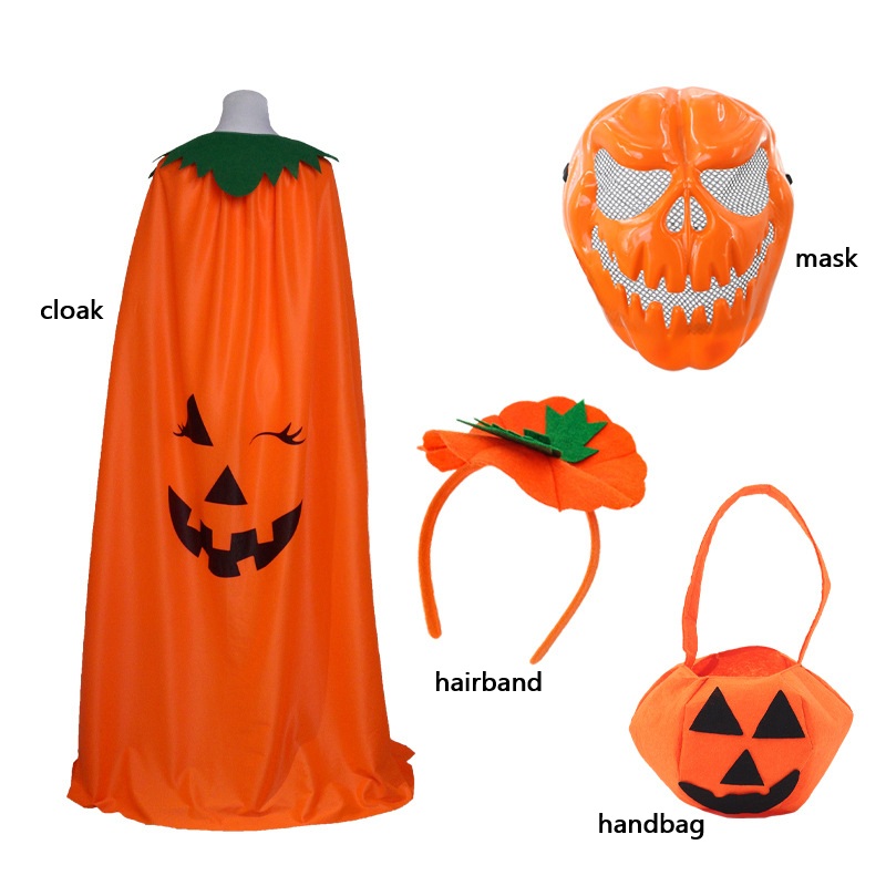 할로윈 호박 의상 케이프 세트, 오렌지색 잭오랜턴 망토 - Pumpkin Lantern Halloween 리뷰 및 가격