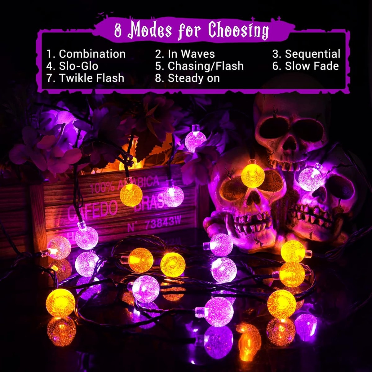 1pc 12m 100 LED 할로윈 보라색 & 오렌지  - Halloween Led String Lights Orange 리뷰 및 가격
