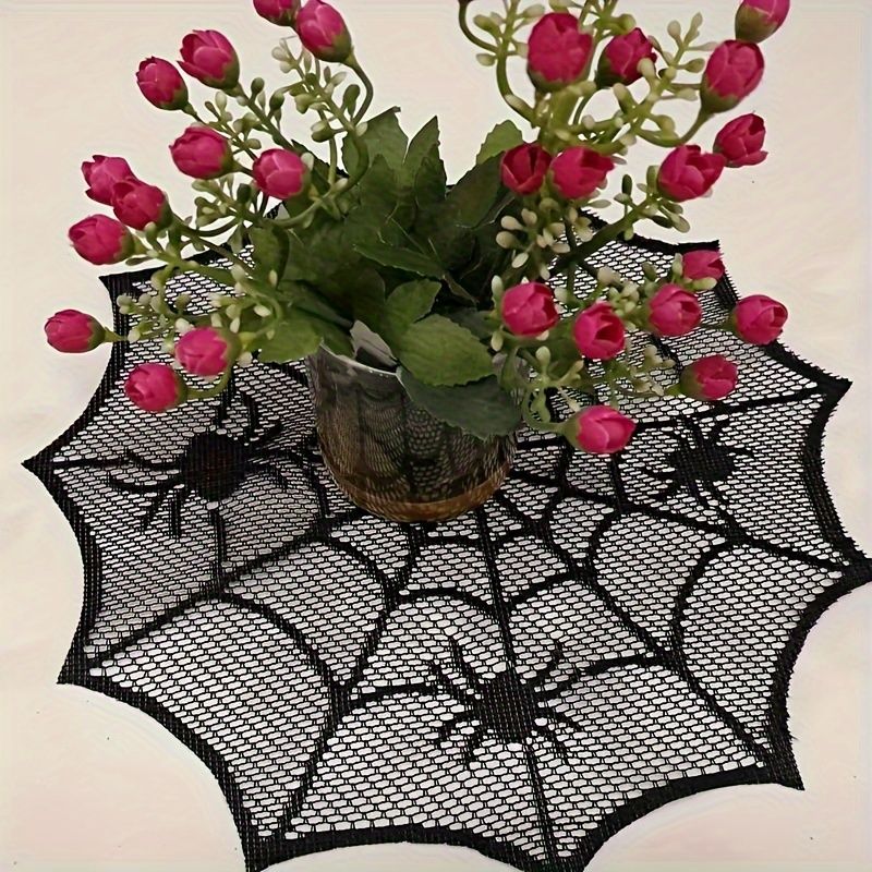 VIKAMA 할로윈 블랙 레이스 거미줄 식사 매트 거미 - Spider Web Halloween Decoration 리뷰 및 가격