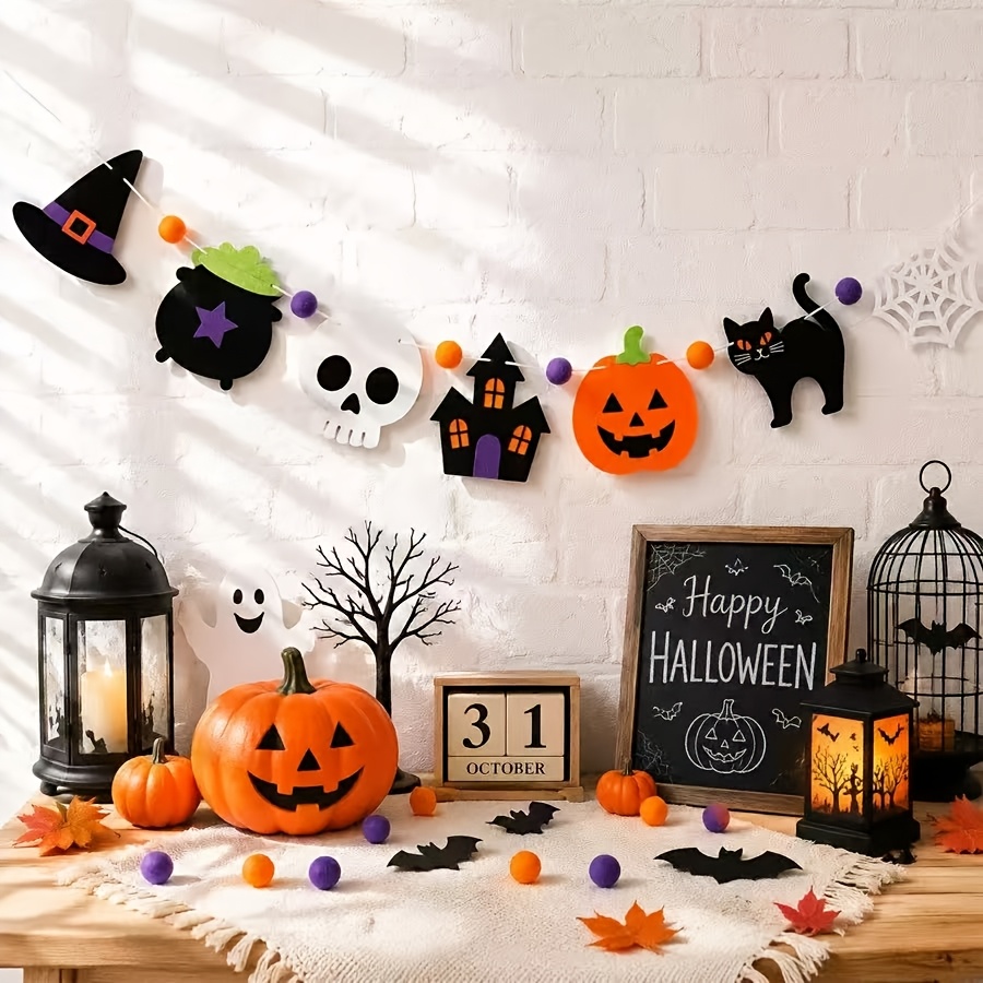 할로윈 펠트 가랜드 해골 검은 고양이 마녀 모자 호박  - Halloween Skeleton Decoration 리뷰 및 가격