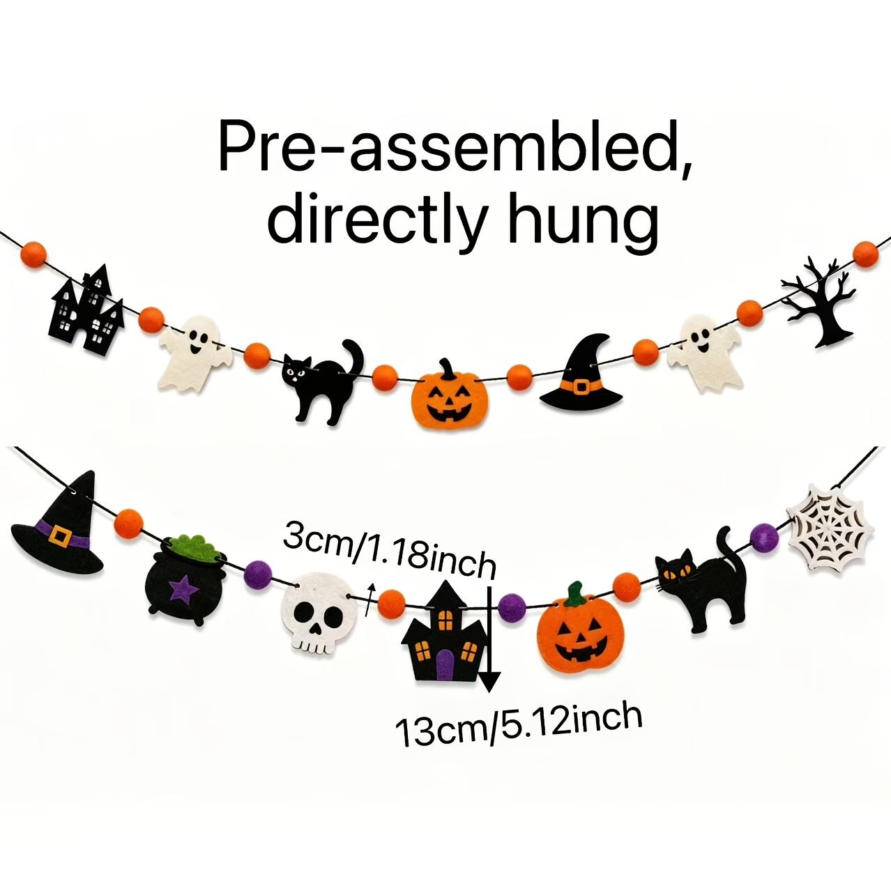 할로윈 펠트 가랜드 해골 검은 고양이 마녀 모자 호박  - Halloween Skeleton Decoration 리뷰 및 가격