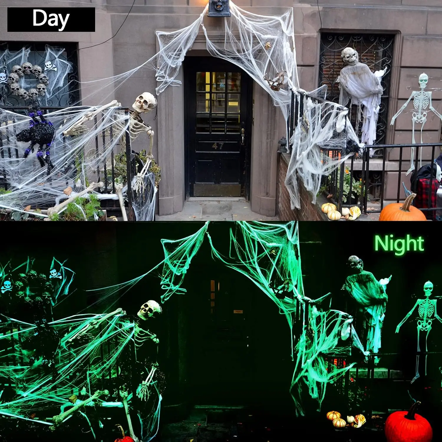 1~5세트 할로윈 야광 거미줄, 야광 실크 소재로 제작 - Spider Web Halloween Decoration 리뷰 및 가격